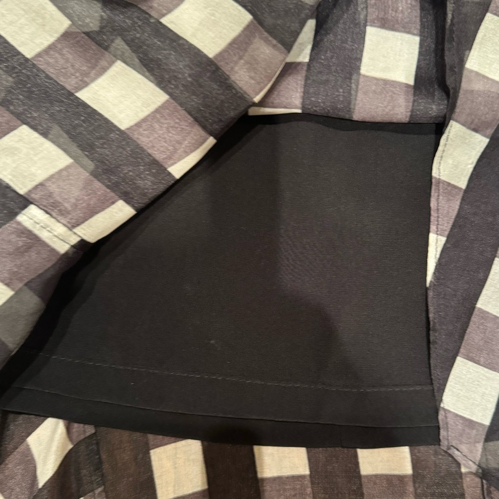 Marissa Webb Black White Checked Gingham 100% Silk Midi Circle Skirt Size 8 - Picture 5 of 9